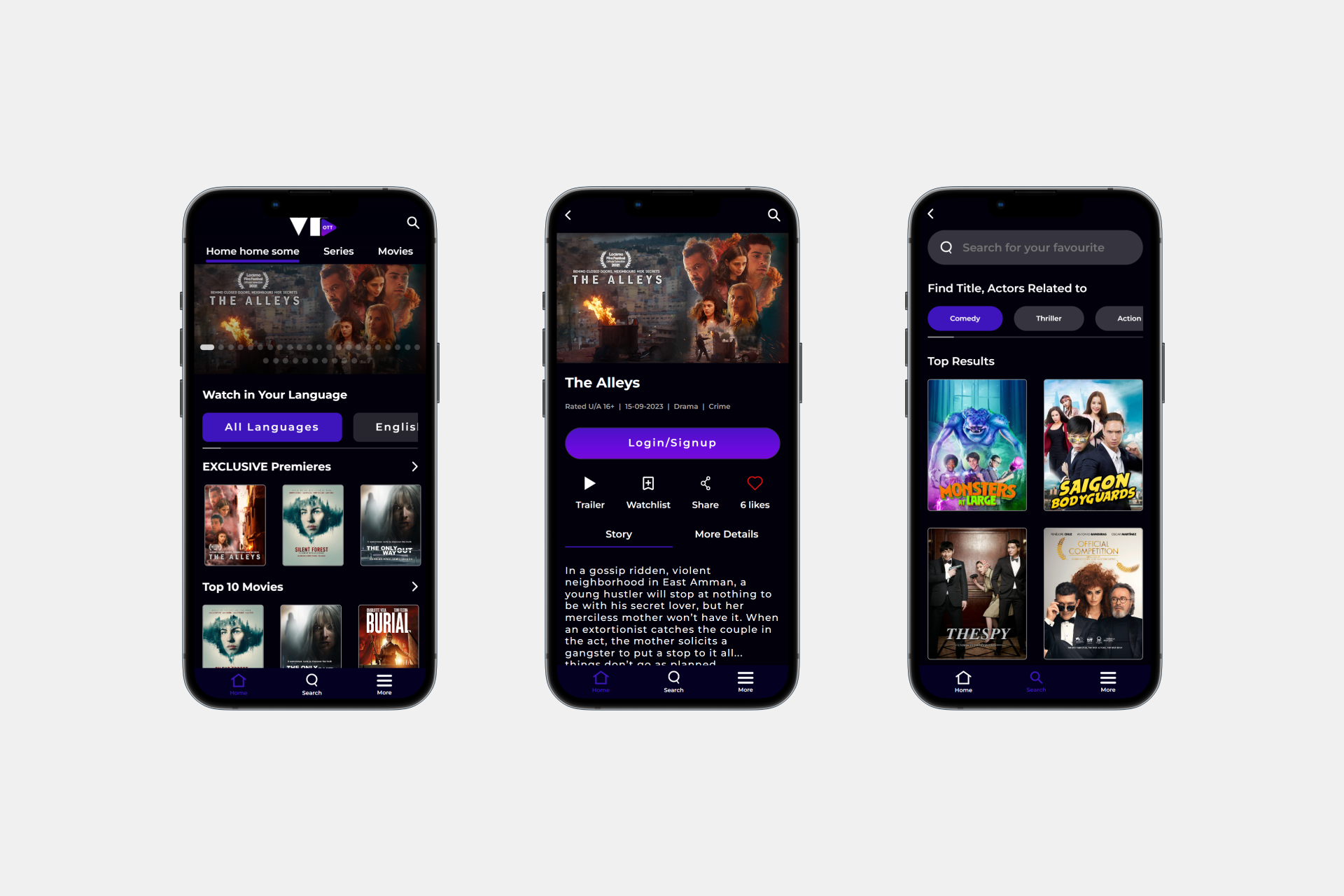 VR OTT webpage optimised for Mobile View